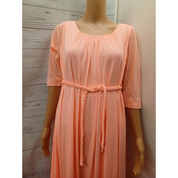 Vtg Fith Avenue Robes  Nightgown Nylon Long Flowy Gown Peach Sz S - Picture 2 of 10